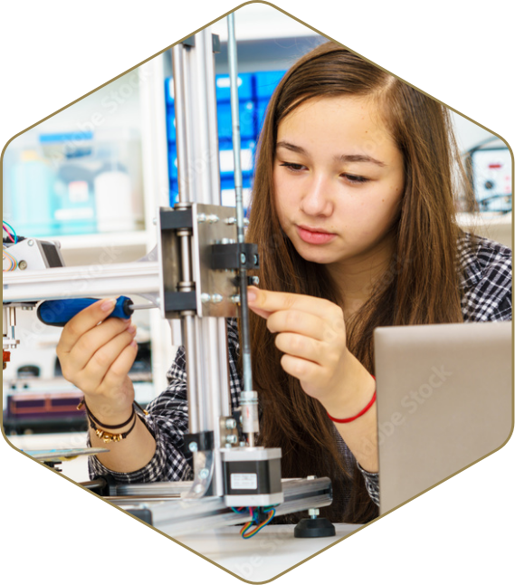 Georgia Tech student in a lab working on an electronic design project